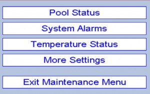 Pool maintenance menu is locked by pin code 